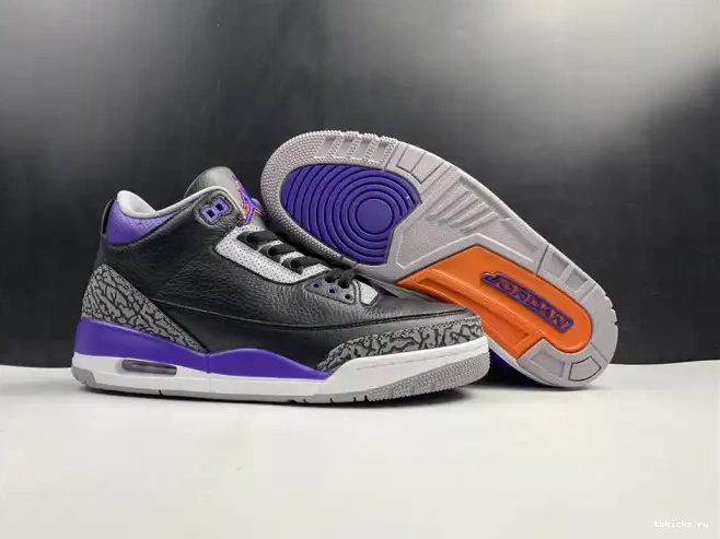 Cheap TB CT8532 3 Air Retro 050 Purple Court Jordan Black 0601
